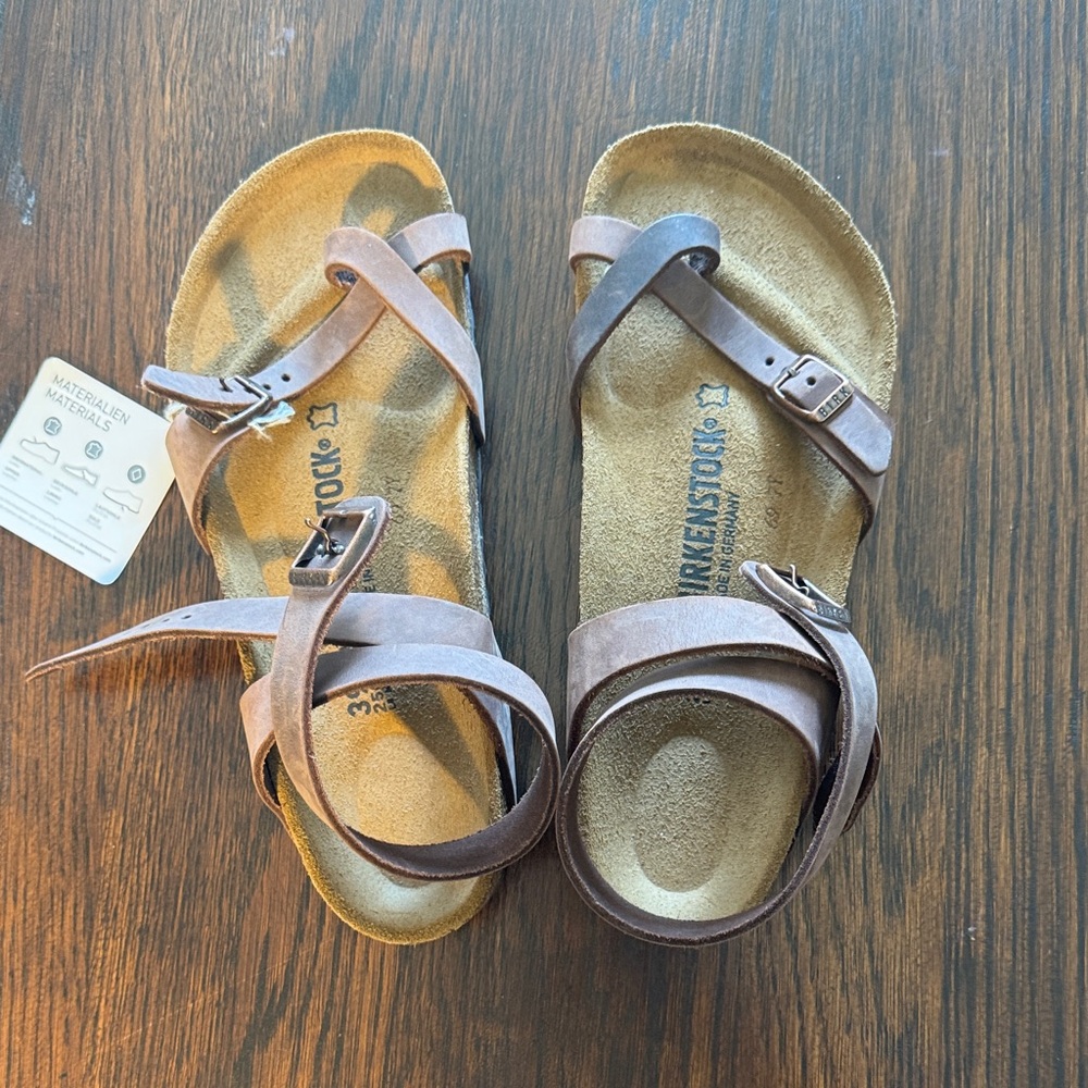 NWT Birkenstock Brown Suede Ankle-Strap Sandals Size 8.5 - Picture 3 of 5